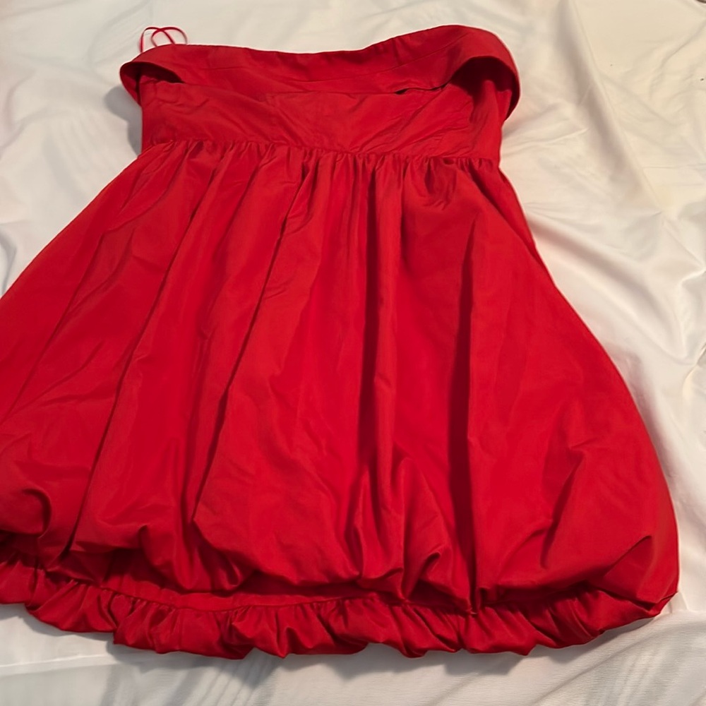 Red strapless sundress